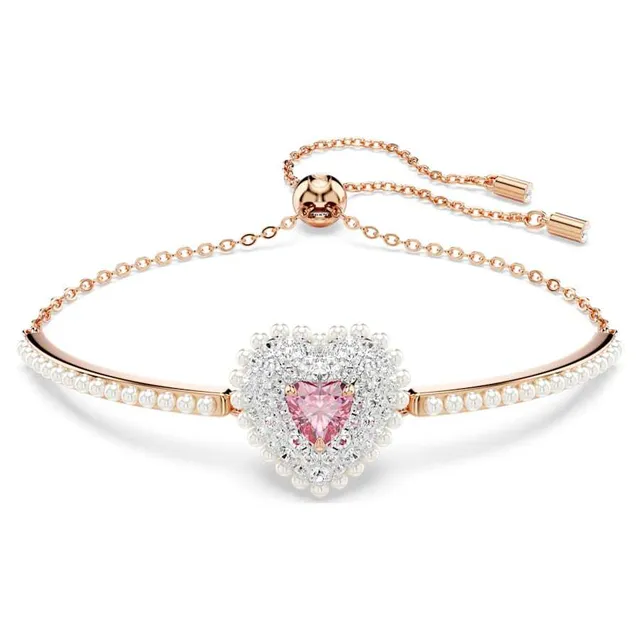 Swarovski Love Heart Collier Cristal Rose Doré 19