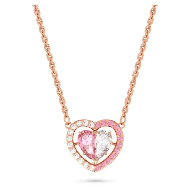 Swarovski Love Heart Collier Cristal Rose Doré 22