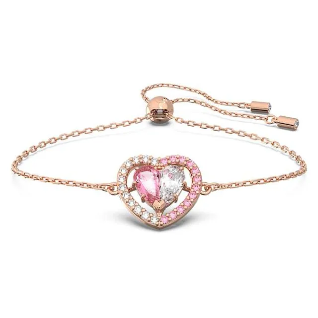 Swarovski Love Heart Collier Cristal Rose Doré 24