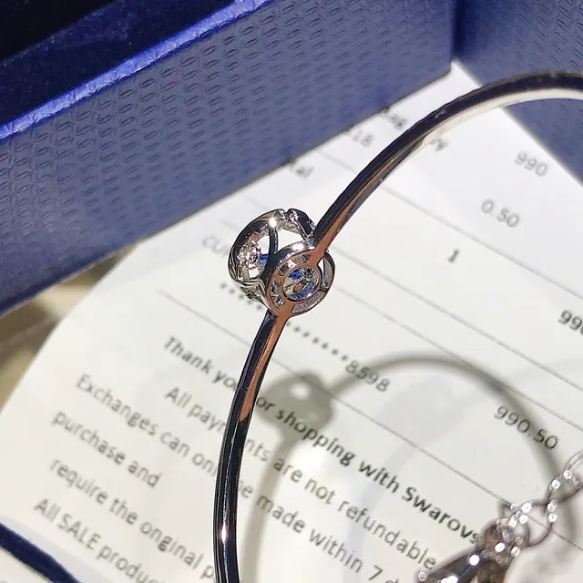 Swarovski Bracelet Bande Cristal-Pavé Halo Bleu Argent 5