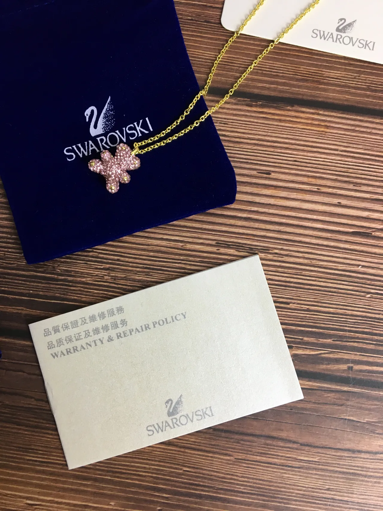 Swarovski Teddy Bear Collier Cristal Rose Doré 3