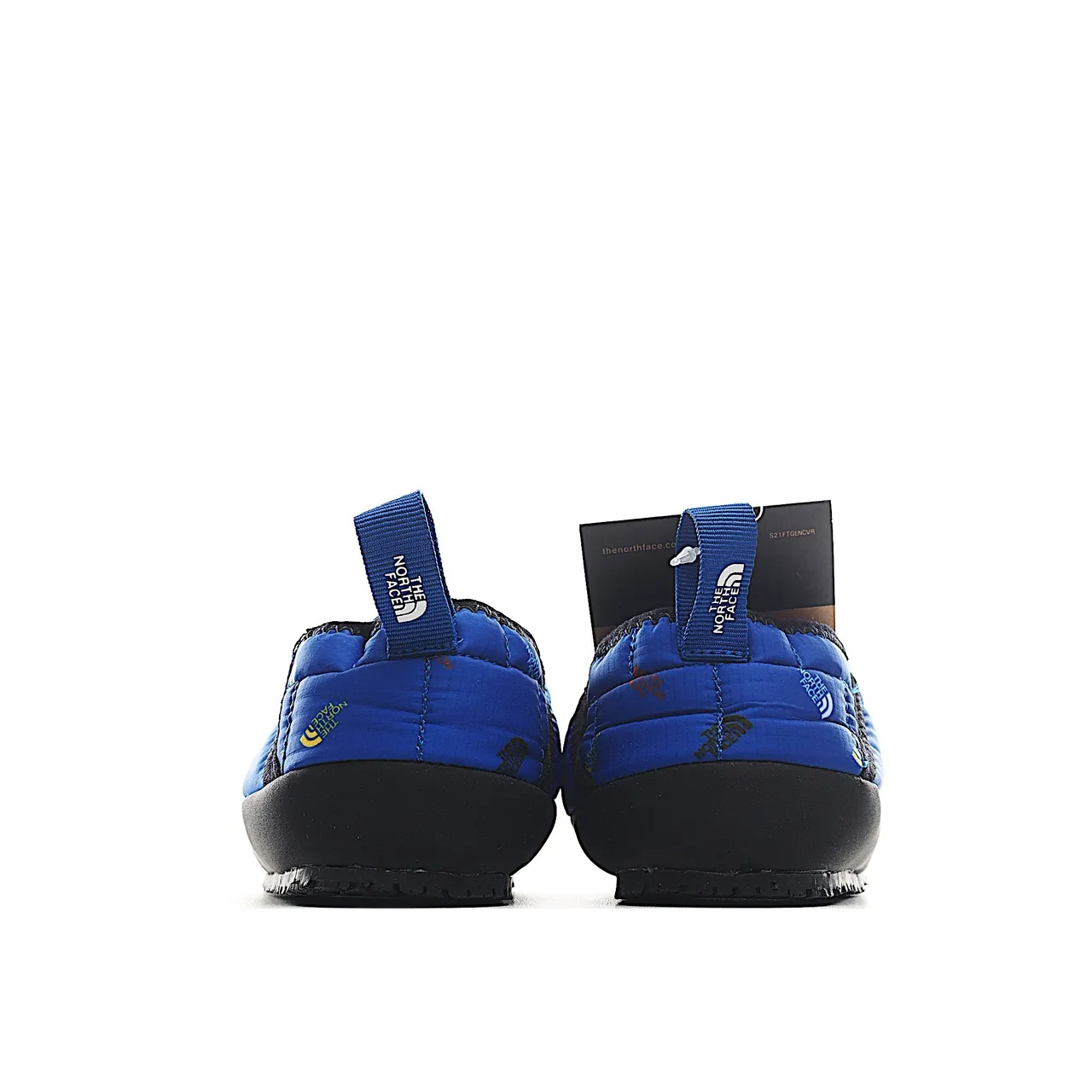 The North Face Nuptse Slipper Blue Black Quilted Puffer Upper Slip-On Construction Casual Shoes 19