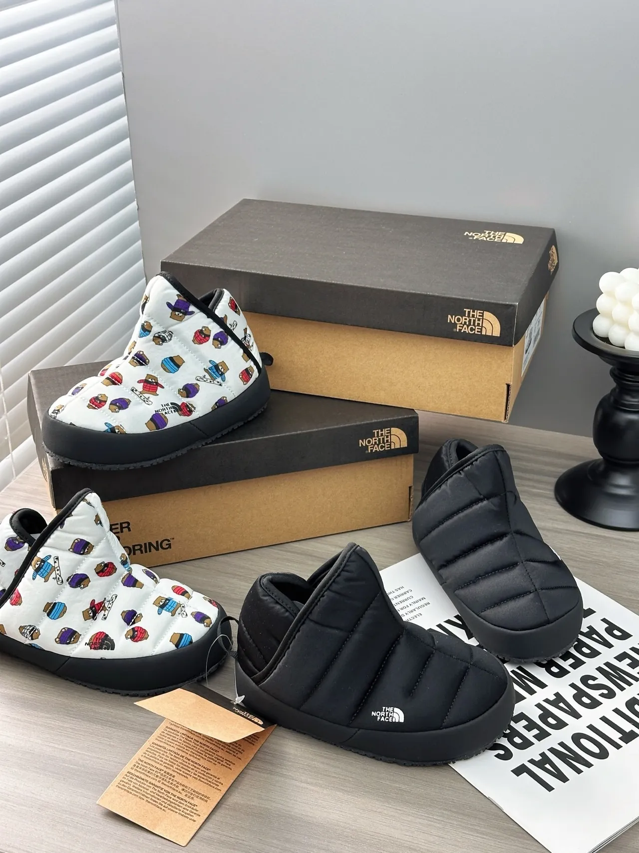The North Face White Multicolor Quilted Puffer Slip-On Snow Boots 6