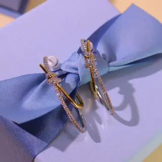 Tiffany & Co. Knot Pavé Gold-Tone Hoop Earrings