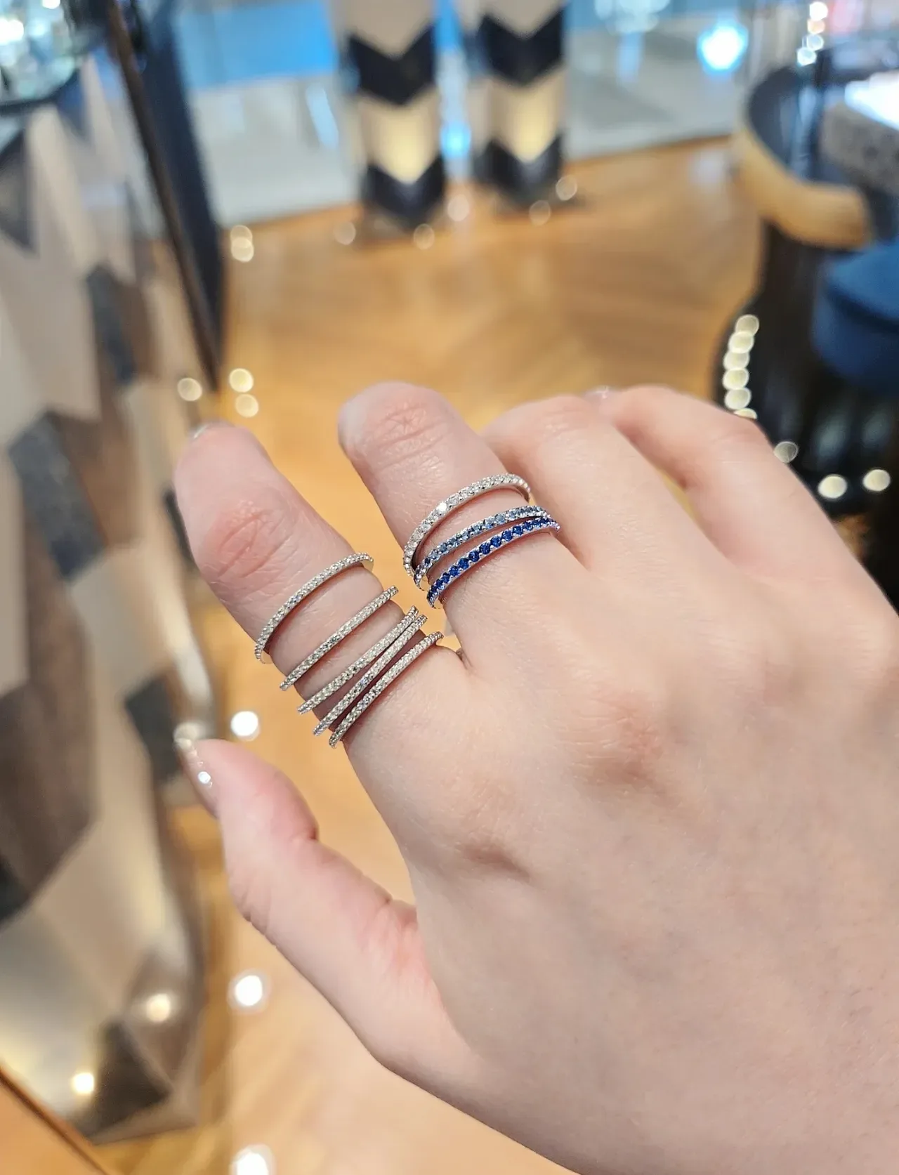 Tiffany & Co. Blue Silver Eternity Band Pavé-Set Diamonds Ring 3