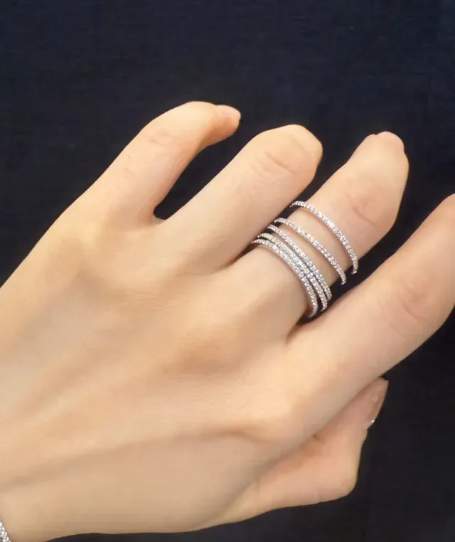 Tiffany & Co. Blue Silver Eternity Band Pavé-Set Diamonds Ring 4