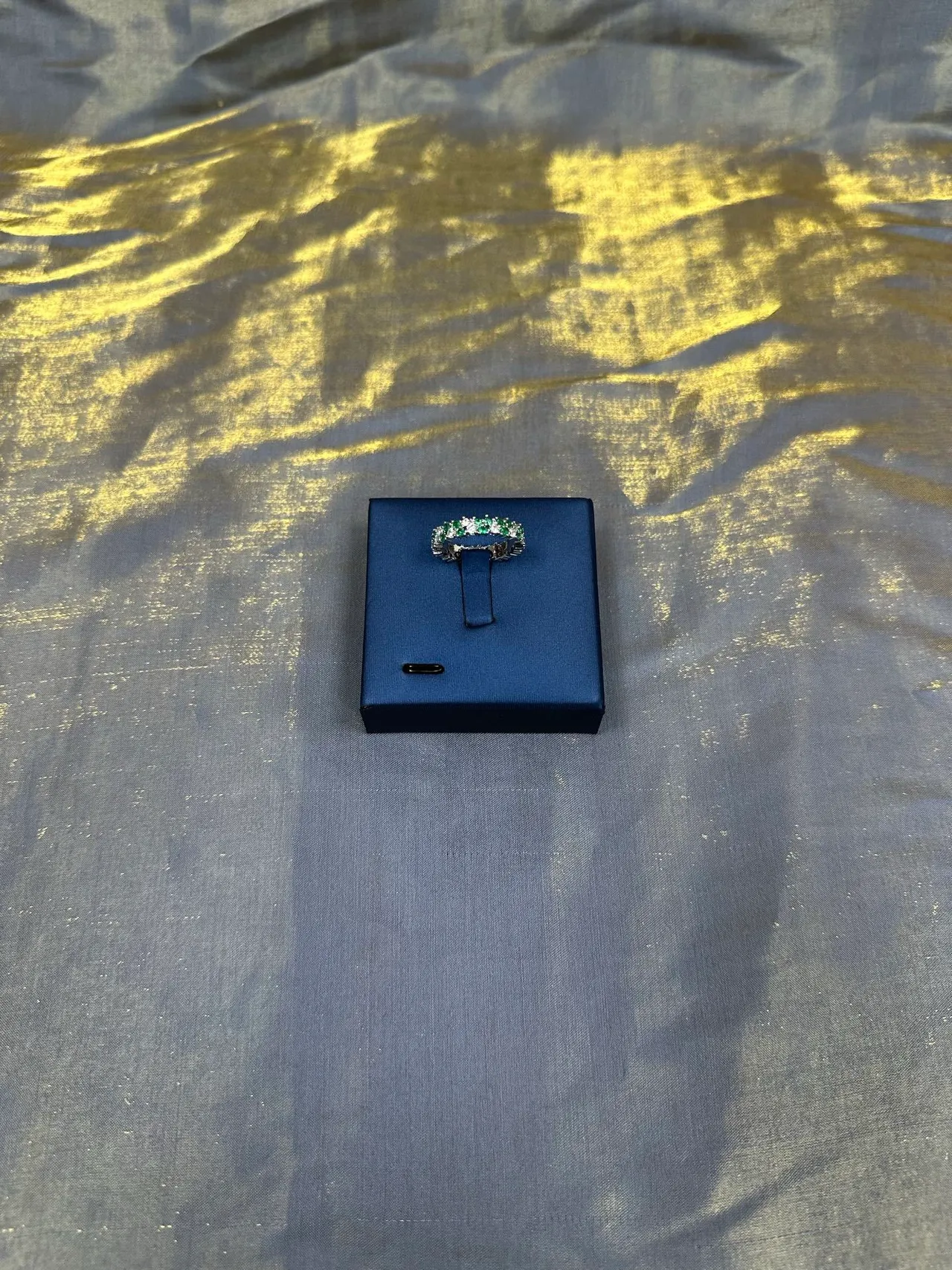 Tiffany & Co. Eternity Alternating Green and White Stone Ring 3