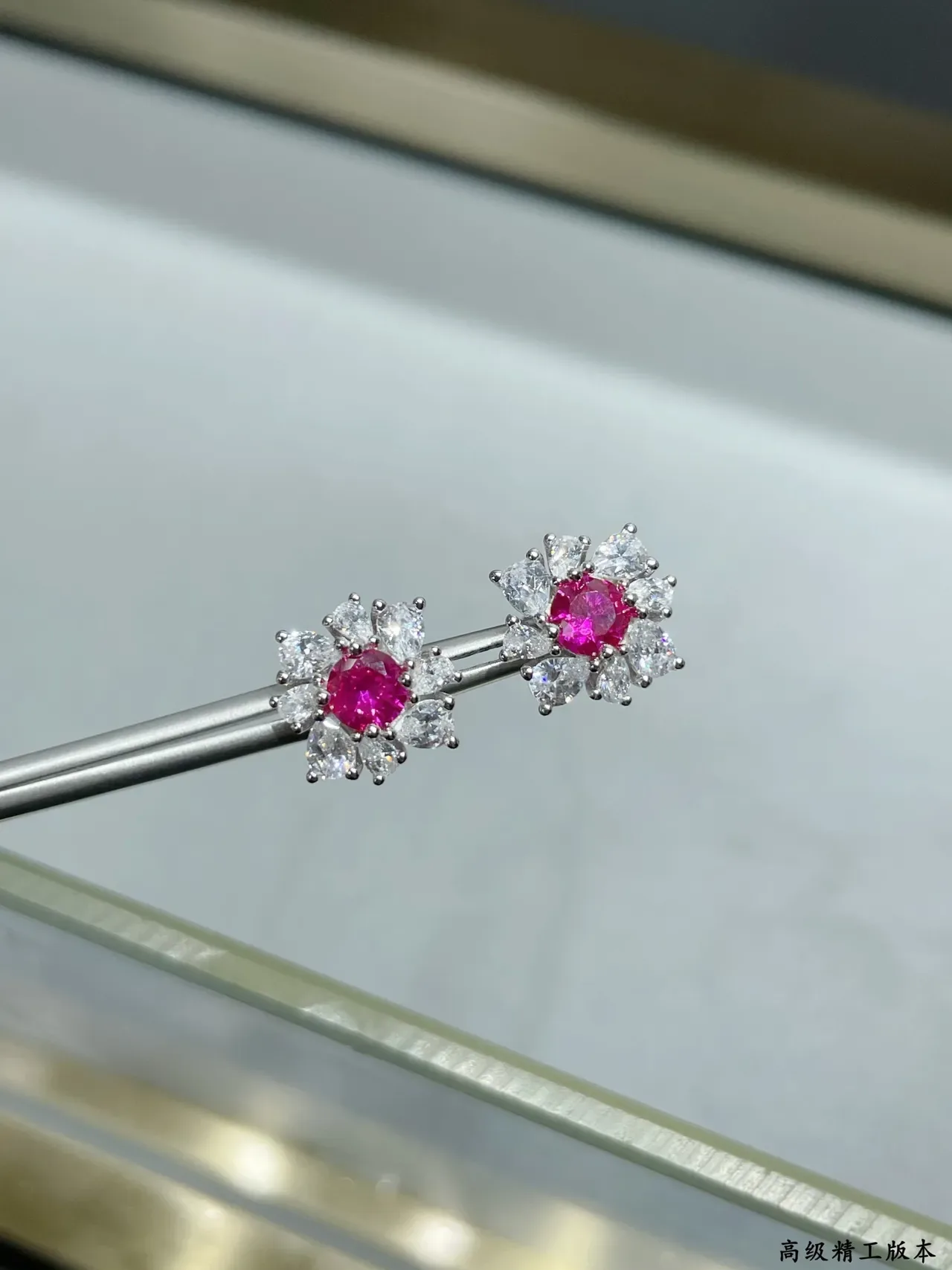 Tiffany & Co. Floral Cluster Ruby and Diamond Earrings 5