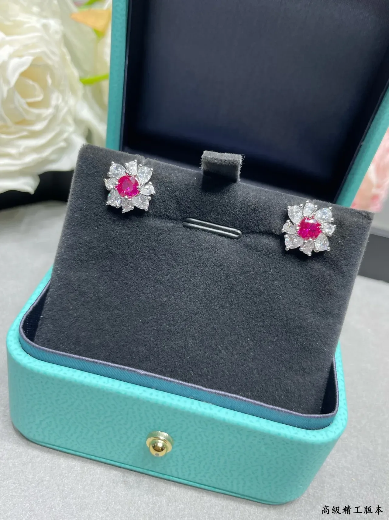 Tiffany & Co. Floral Cluster Ruby and Diamond Earrings 8
