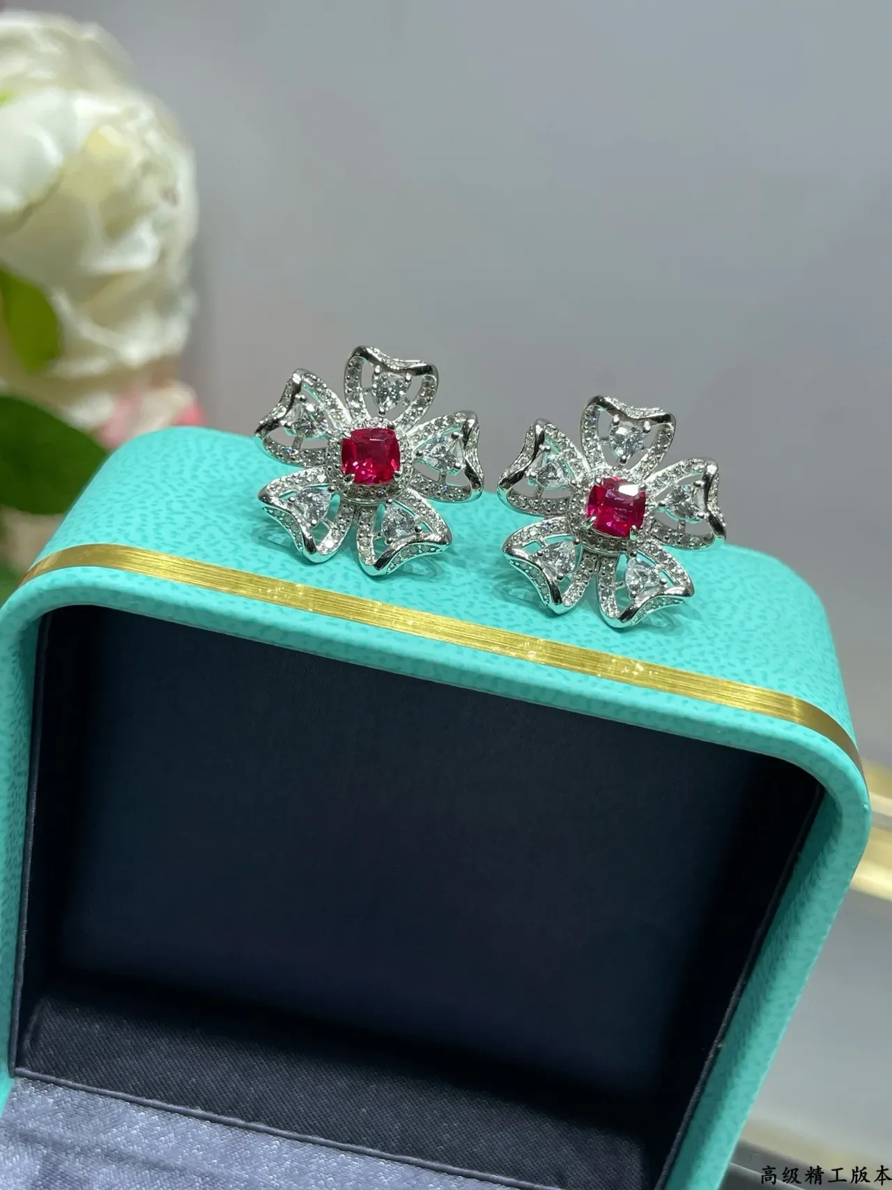 Tiffany & Co. Floral Ruby and Diamond Earrings 8