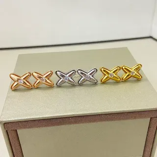 Tiffany & Co. Gold Silver X-Shaped Stud Earrings