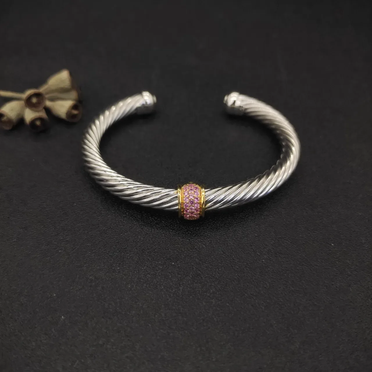 Bracelet Tiffany & Co. HardWear Câble Tordu Pavé Pierre Rose 9