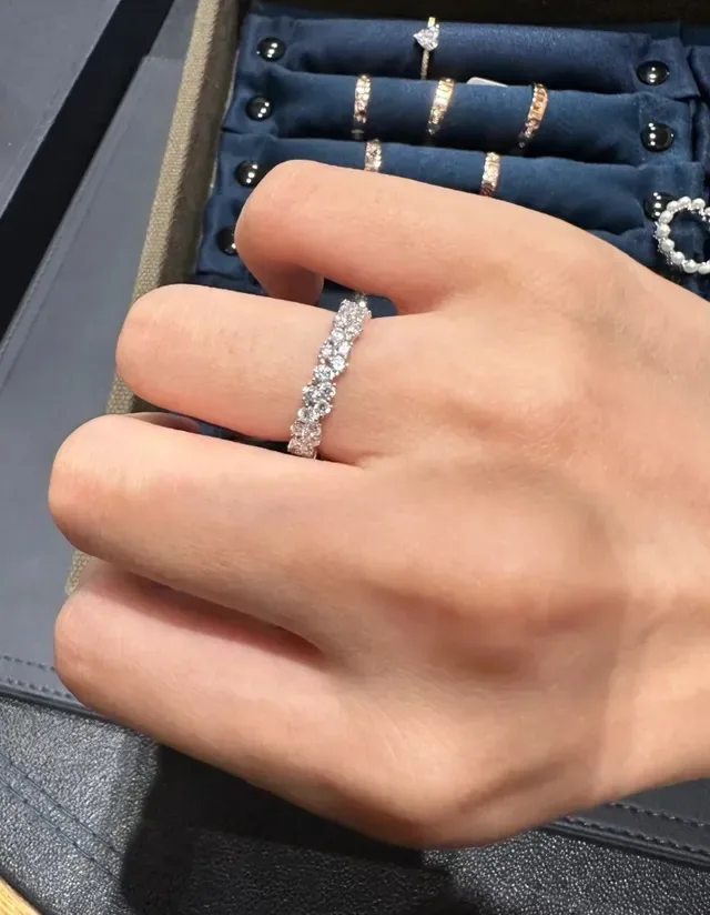 Tiffany & Co. Navy Silver Pavé-Set Diamond Eternity Band Three-Row Channel Setting Ring 4