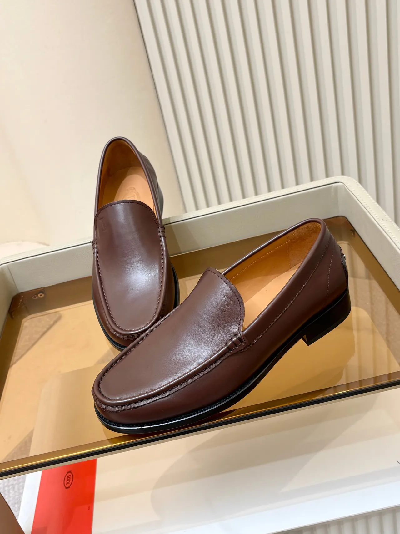 Tod's Brown Black Leather Moc-Toe Stitching Loafer 4