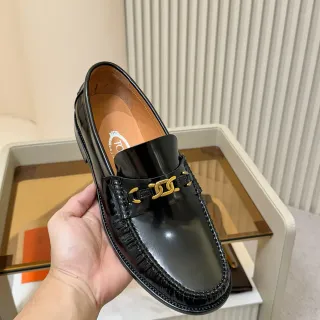 Tod's Double Gancini Loafer Black Patent Leather Horsebit Buckle Loafers