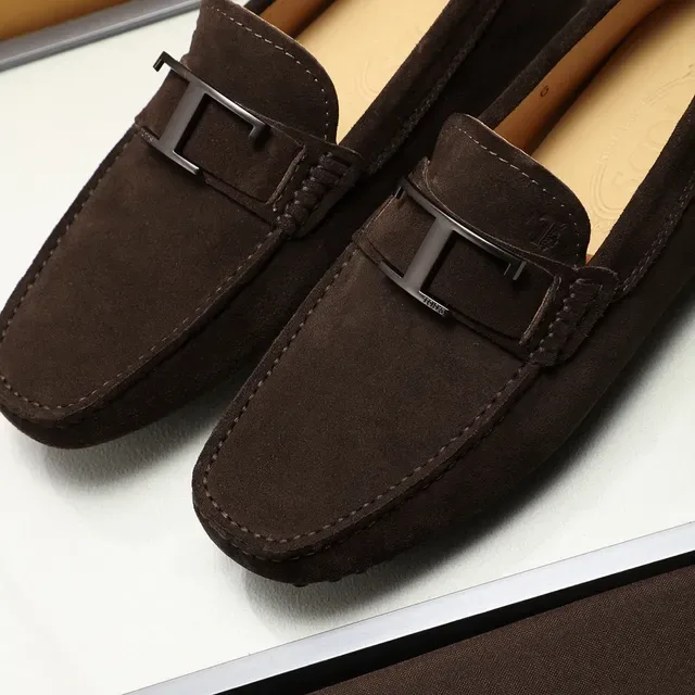 Tod's Gommino Loafer Brown Suede H-Buckle Loafers 7