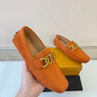 Tod's Gommino Loafer Orange Suede Horsebit Loafers