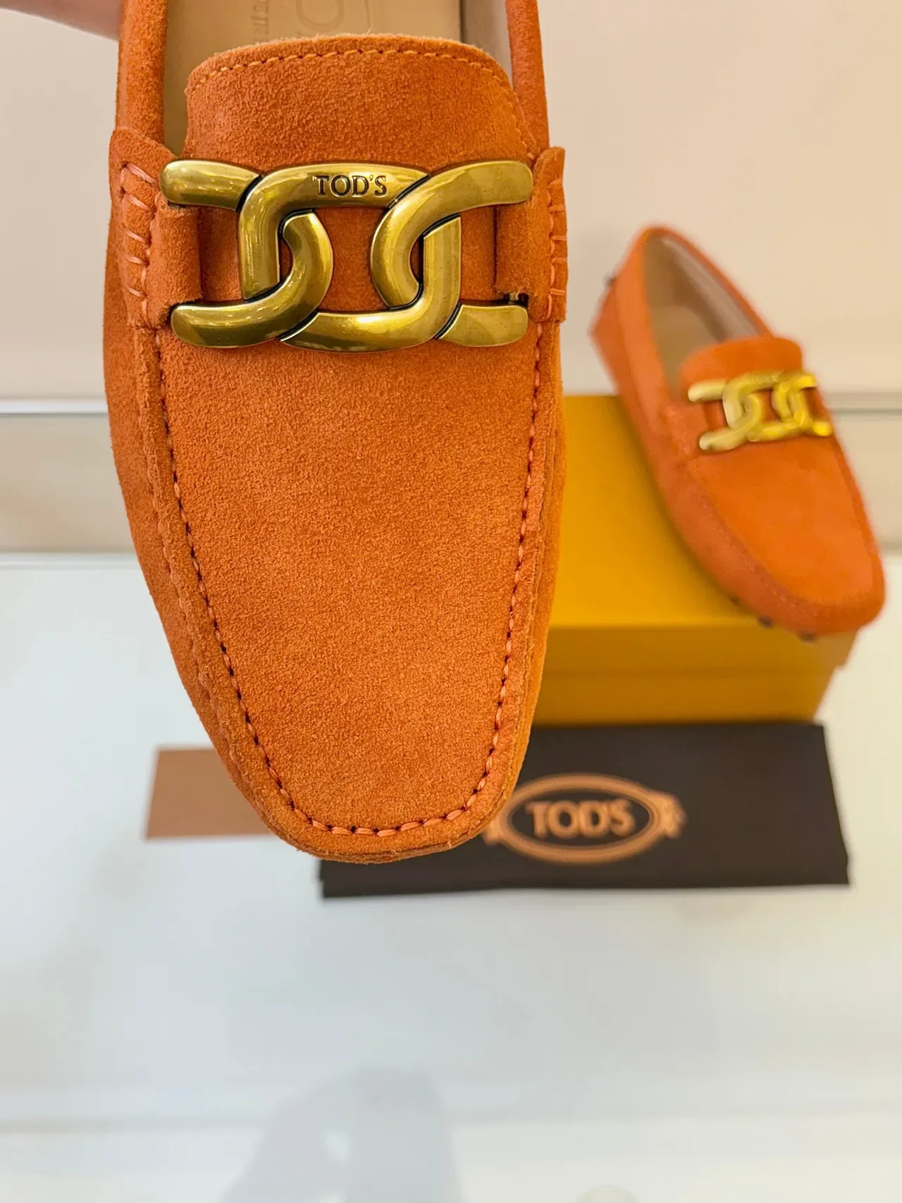 Mocassins Tod's Gommino Daim Orange avec Horsebit 3