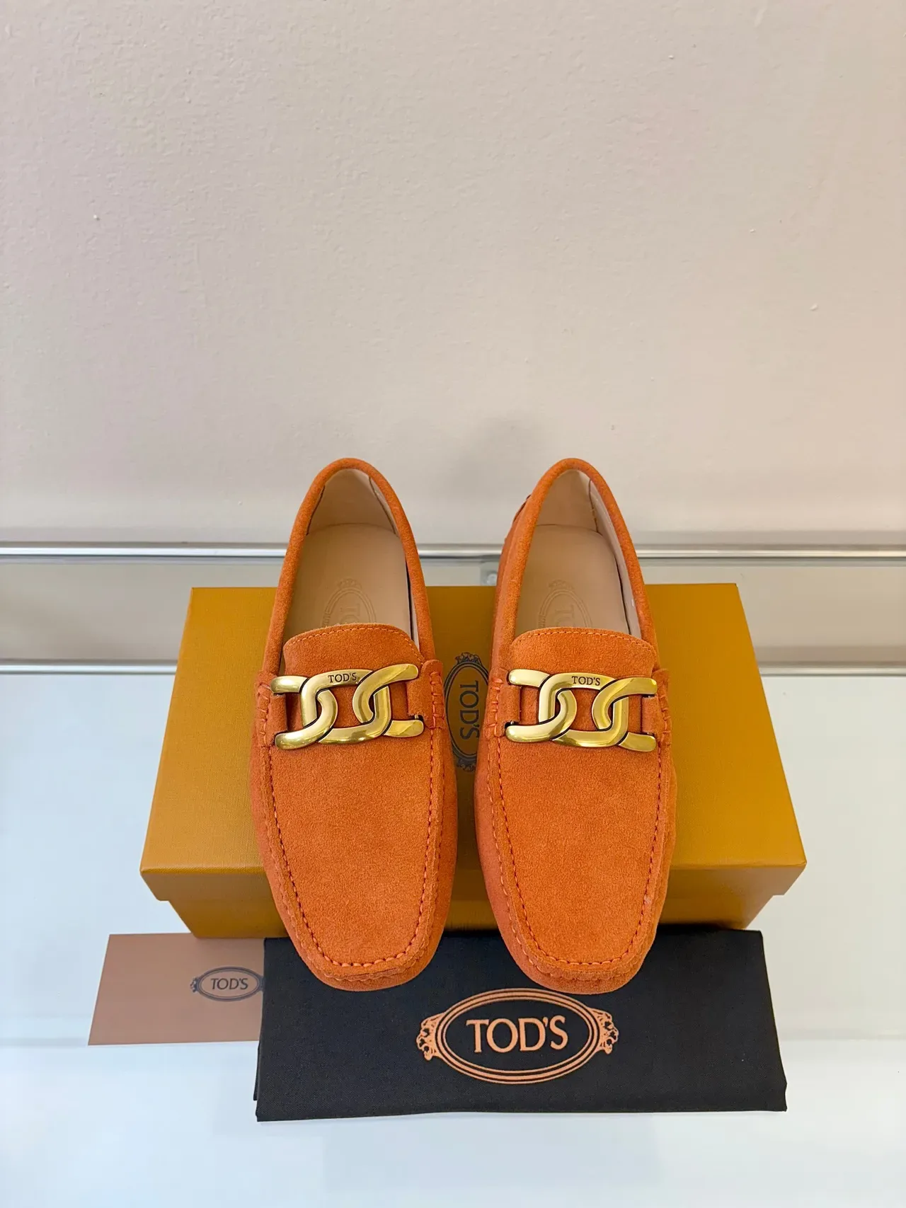 Mocassins Tod's Gommino Daim Orange avec Horsebit 6