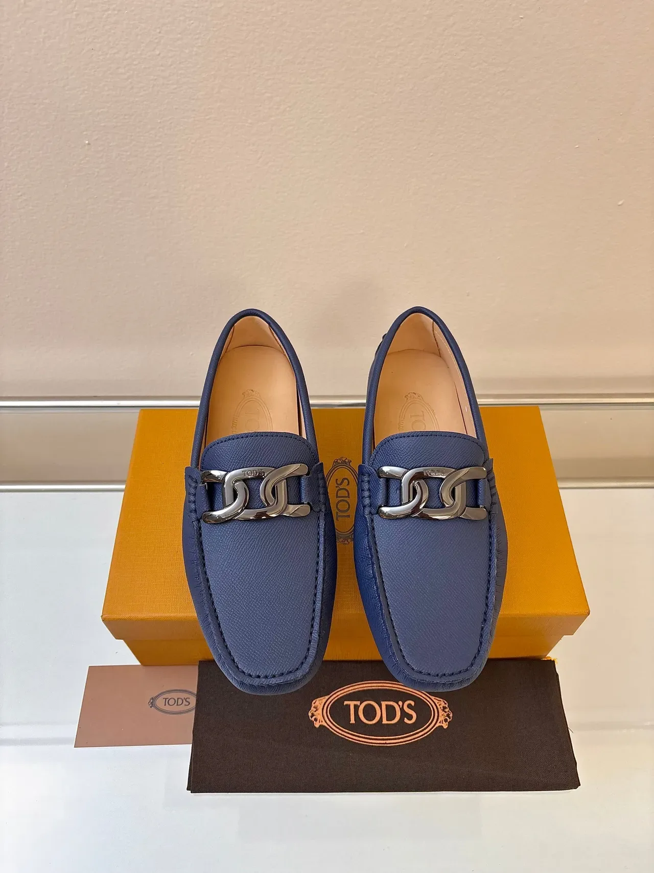 Tod's Horsebit Loafer Bleu Marine Cuir Soule Pebble Mocassins 6