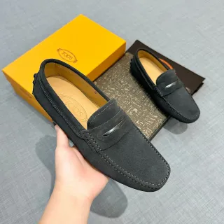 Tod's Gommino Loafer Negro Beige Ante Superior Costura Mocasín Loafer