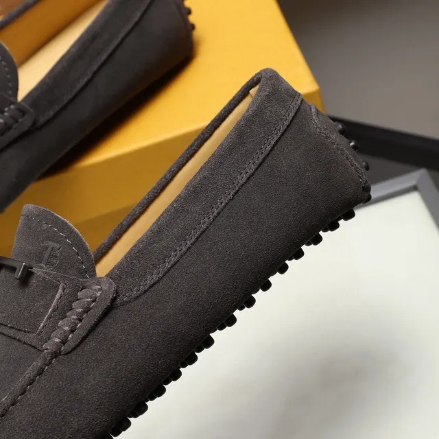 Tod's H-Bar Buckle Loafer Camurça cinza marrom parte superior loafer metálico 6