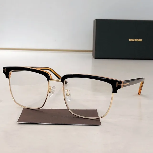 Tom Ford lunettes optiques marron doré semi sans bord ovale 7