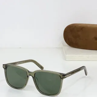 Tom Ford Rectangular Translucent Olive Green Lens Sunglasses