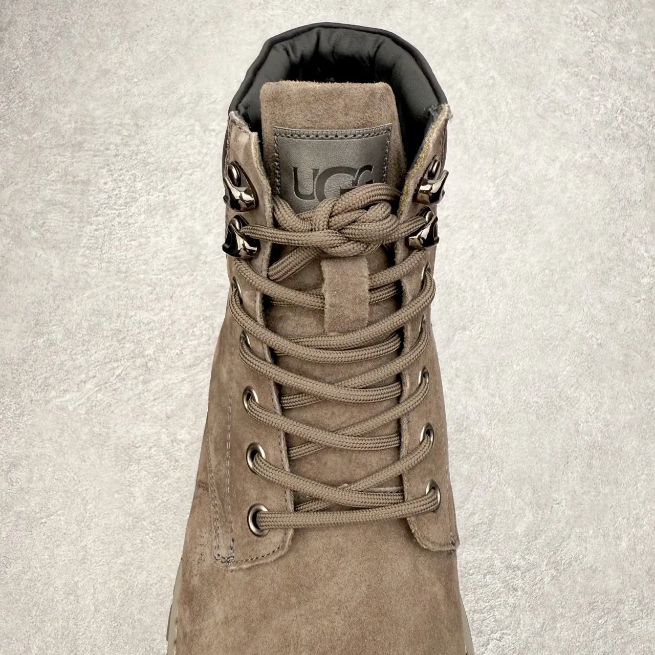 UGG Beige Negro Ante Superior Cuero Contraplaca del Talón Botas de Trabajo 6