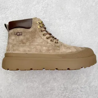 UGG Beige Suede Platform Lace-Up Boot
