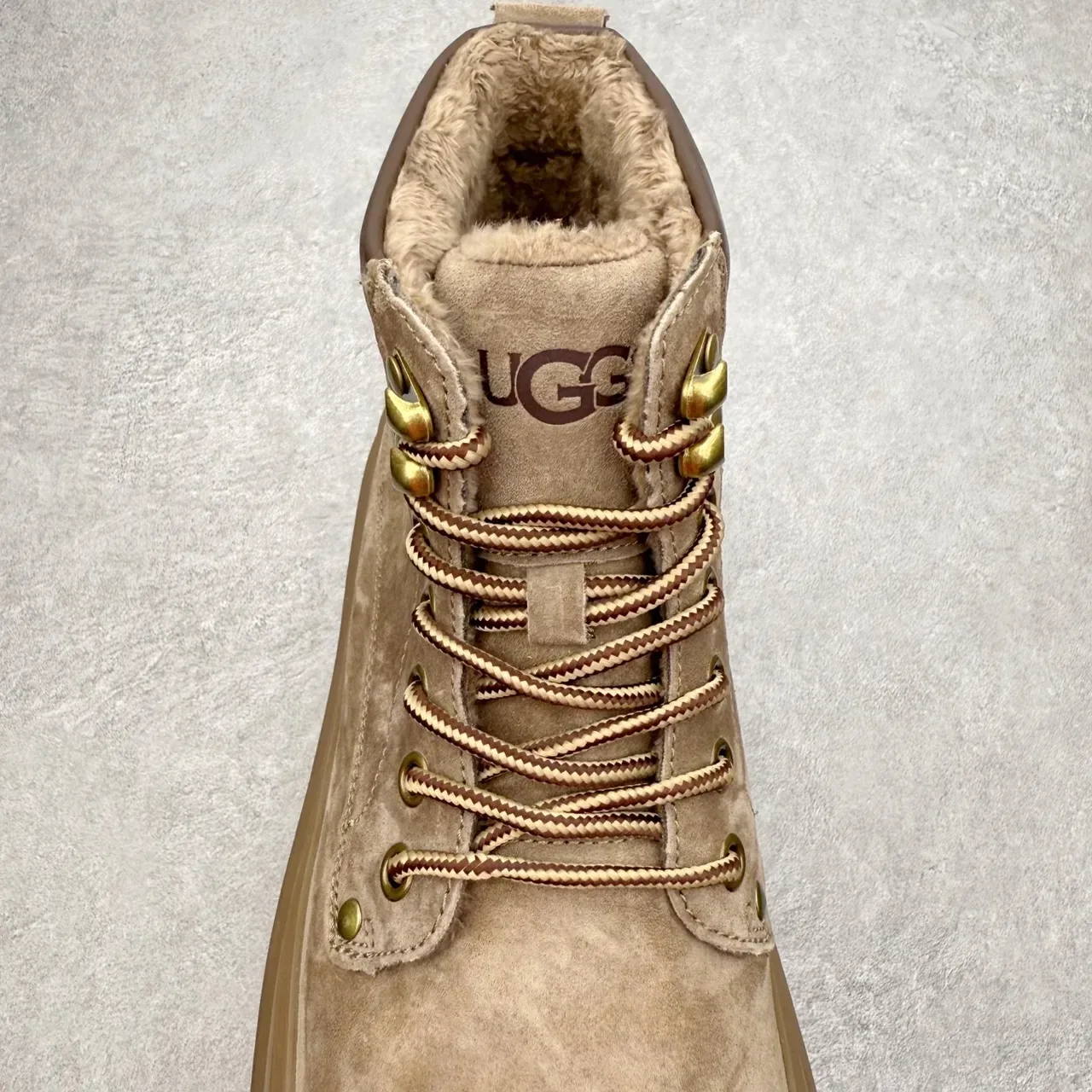 UGG Beige Suede Platform Lace-Up Boot 4