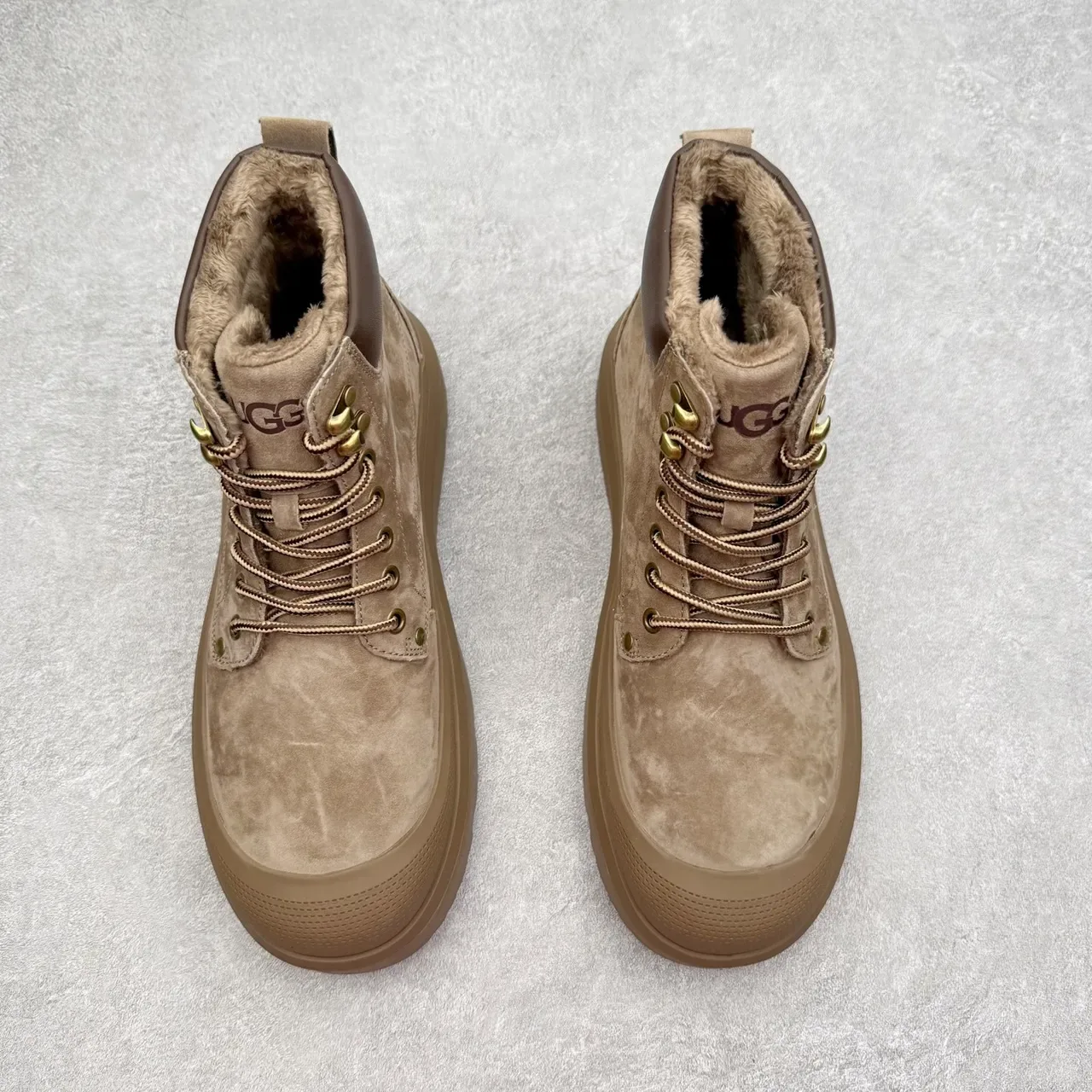 UGG Beige Suede Platform Lace-Up Boot 6