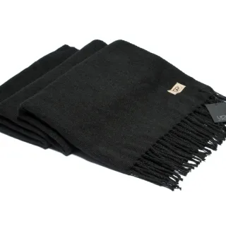 UGG Black Fringed Ends Woven Texture Cashmere Scarf