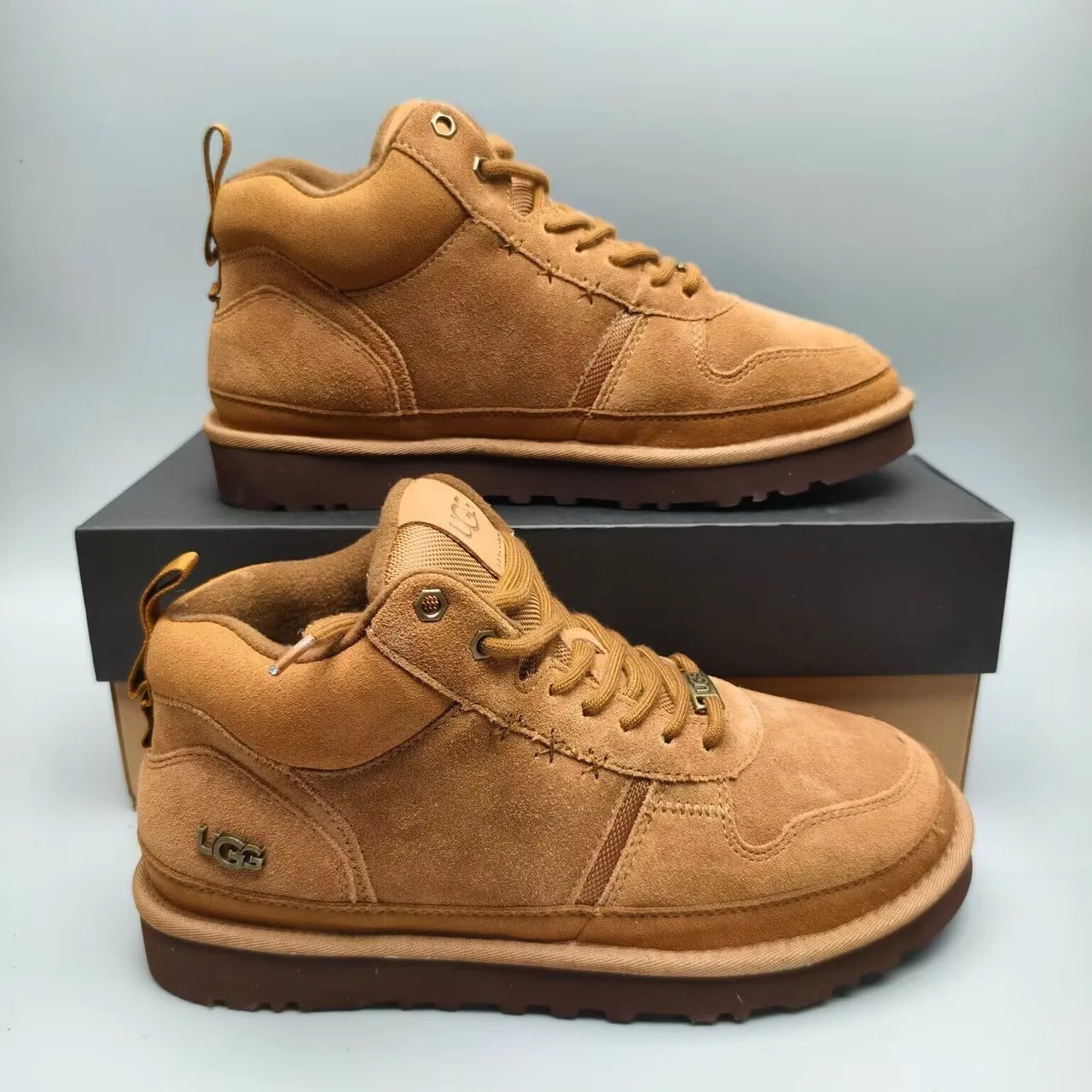 UGG Brown Beige Suede Upper High-Top Lace-Up Work Boots 2