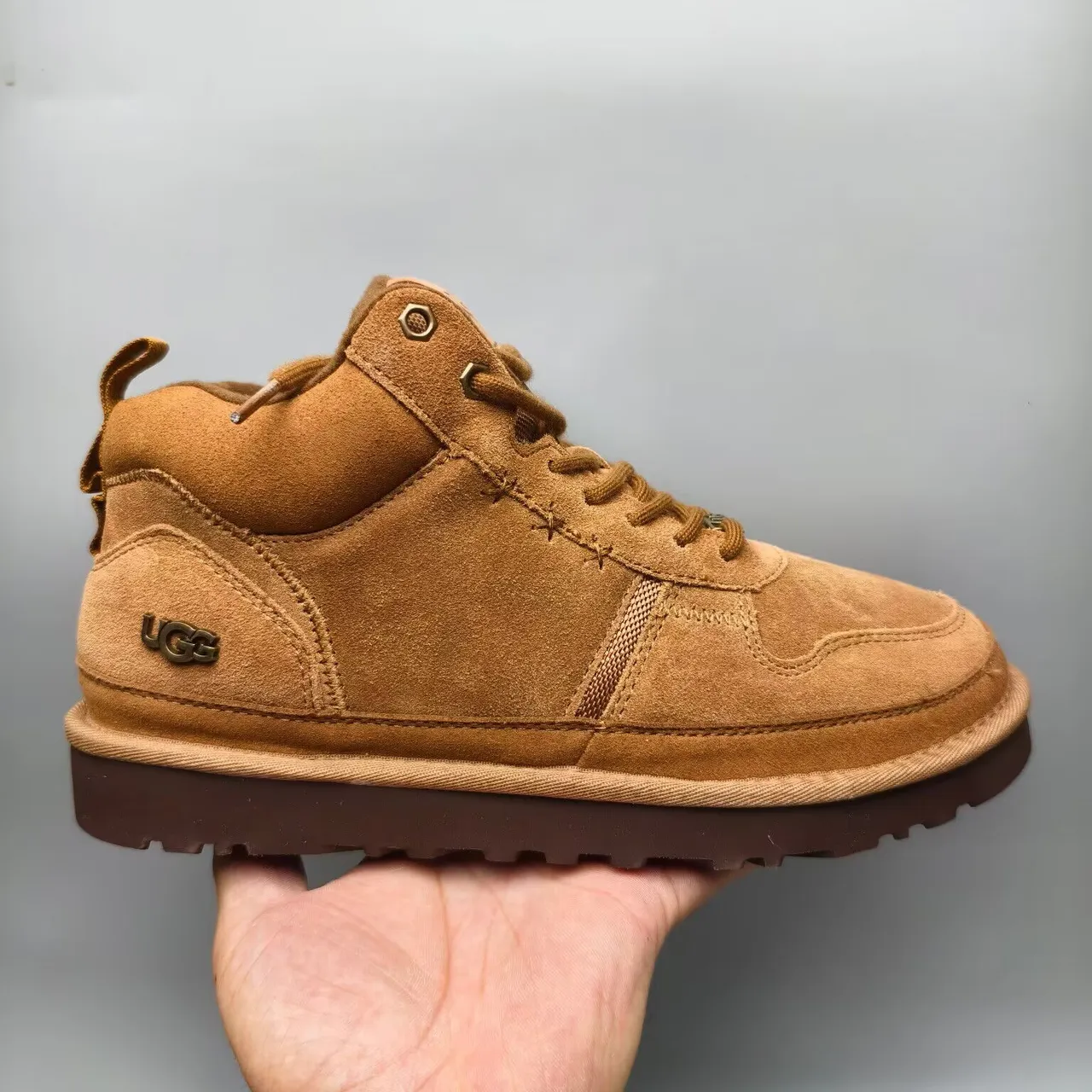 UGG Brown Beige Suede Upper High-Top Lace-Up Work Boots 3
