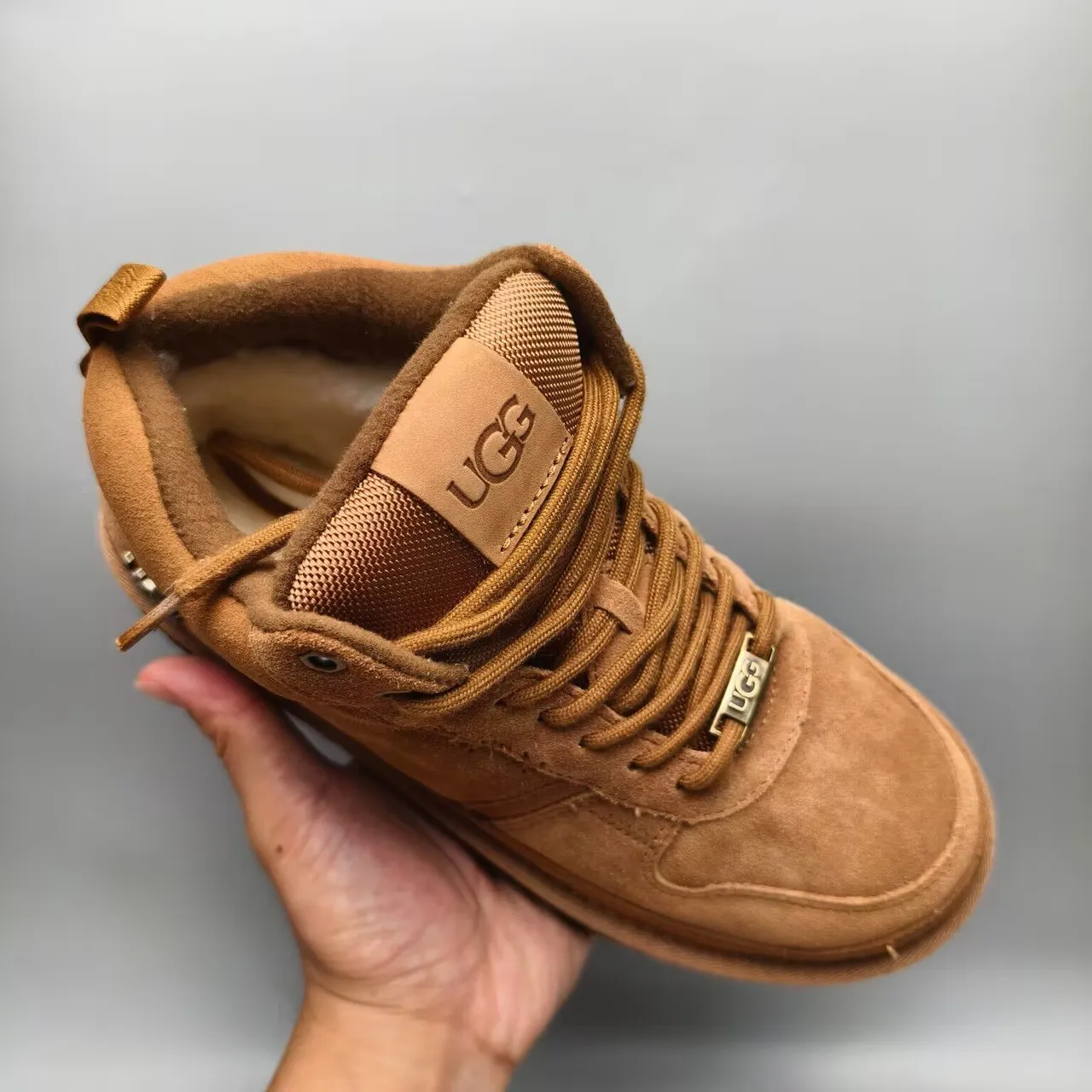 UGG Brown Beige Suede Upper High-Top Lace-Up Work Boots 4
