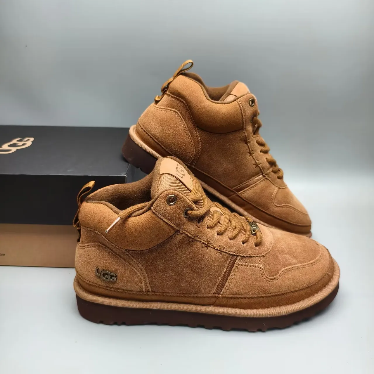 UGG Brown Beige Suede Upper High-Top Lace-Up Work Boots 5