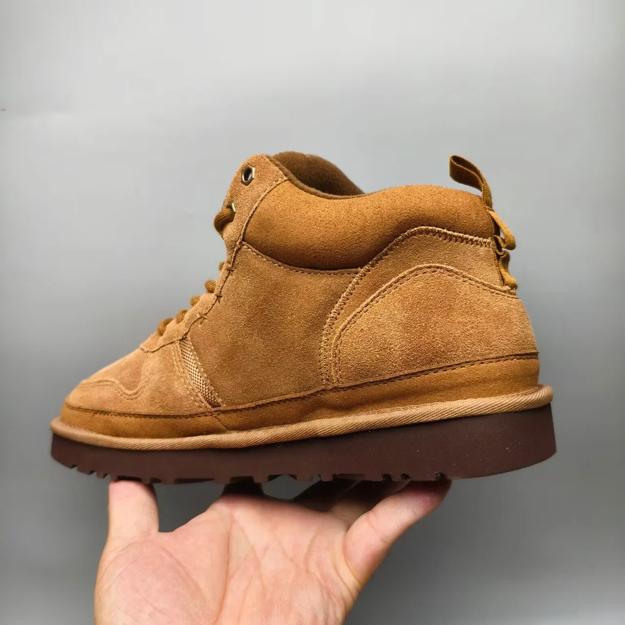UGG Brown Beige Suede Upper High-Top Lace-Up Work Boots 7