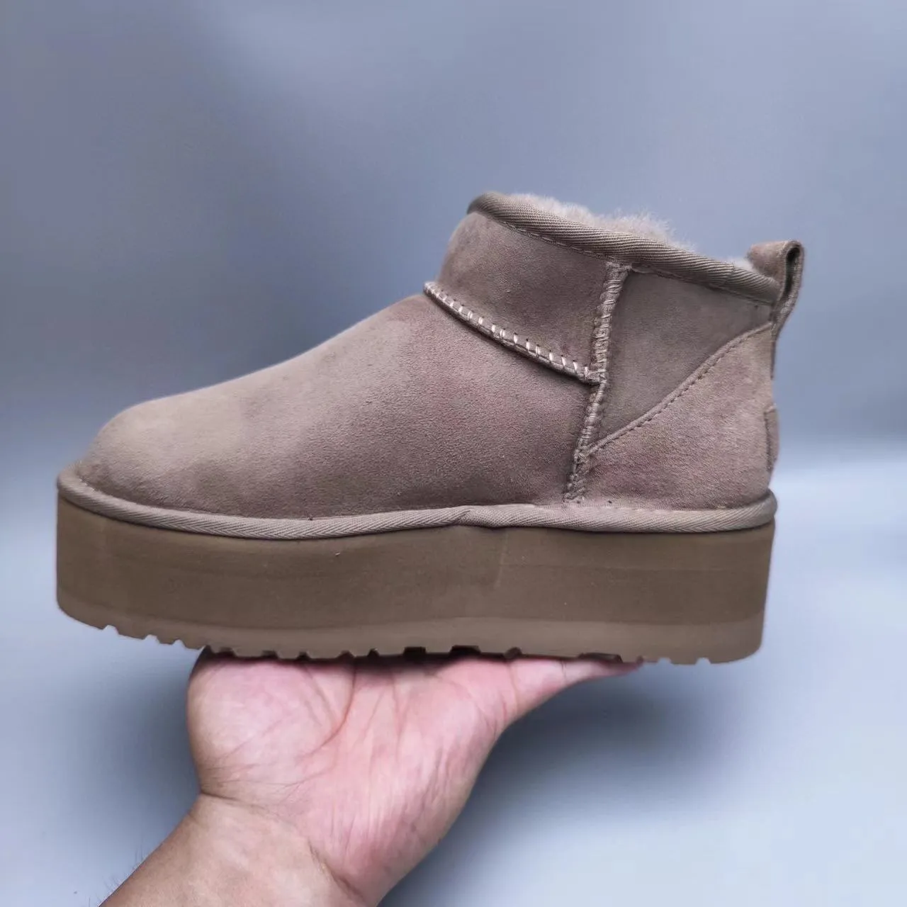 UGG Brown Beige Suede Upper Shearling-Lined Snow Boots 3