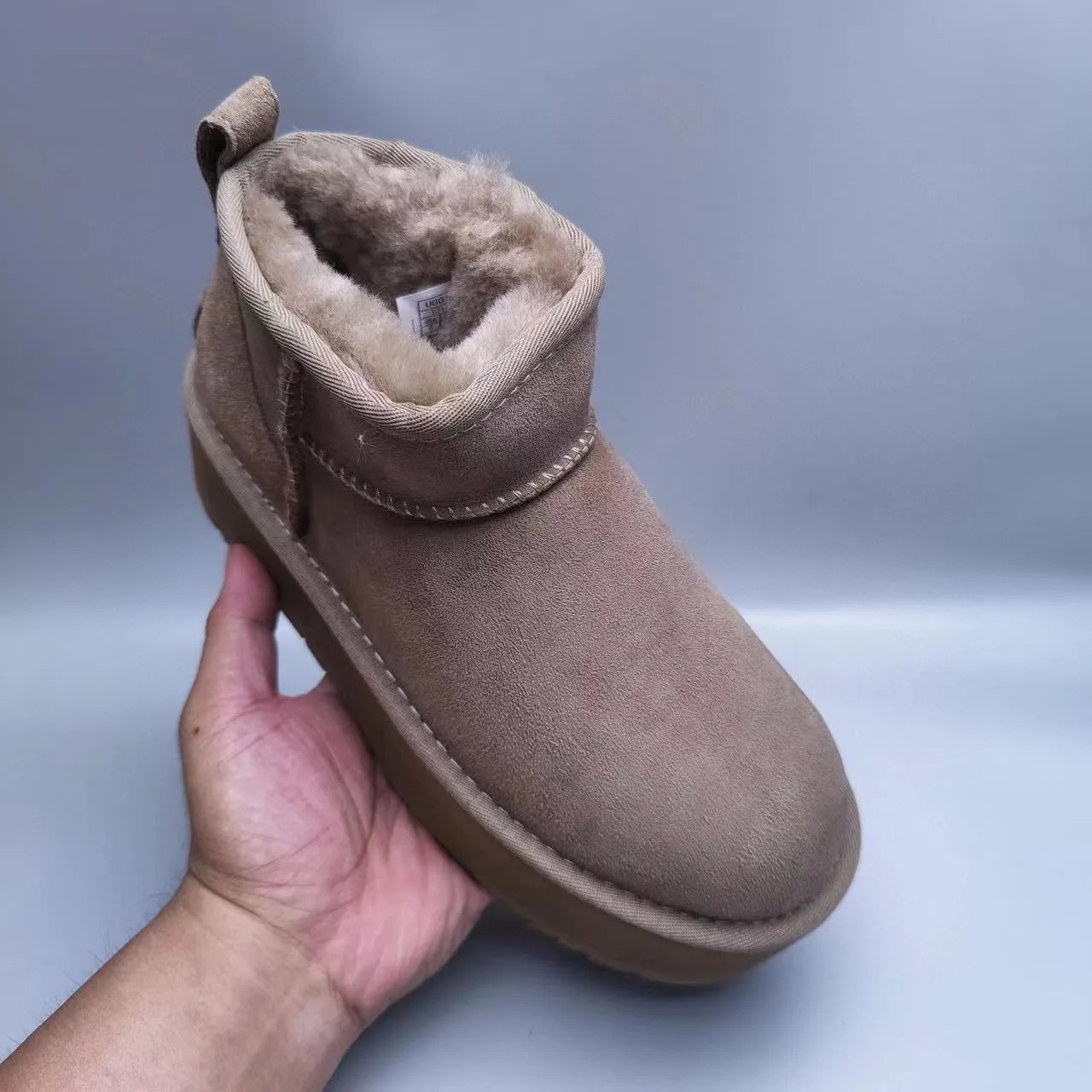 UGG Brown Beige Suede Upper Shearling-Lined Snow Boots 5