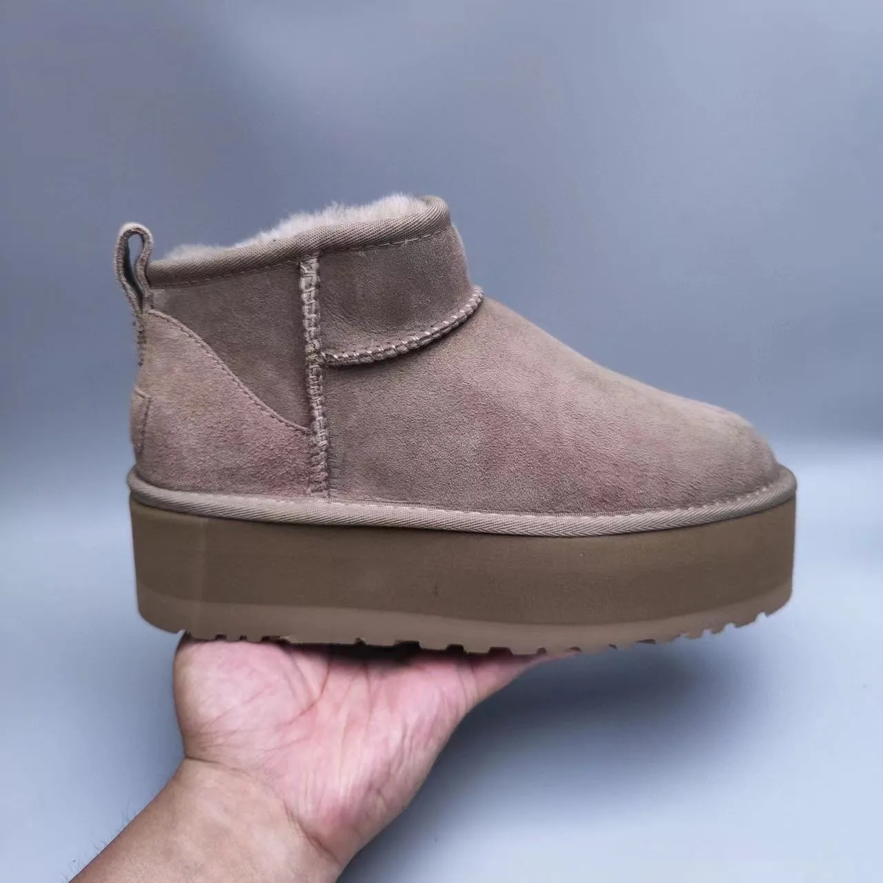 UGG Brown Beige Suede Upper Shearling-Lined Snow Boots 6