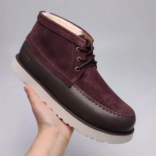 UGG Burgundy Brown Suede Upper Shearling-Lined Ankle Boots