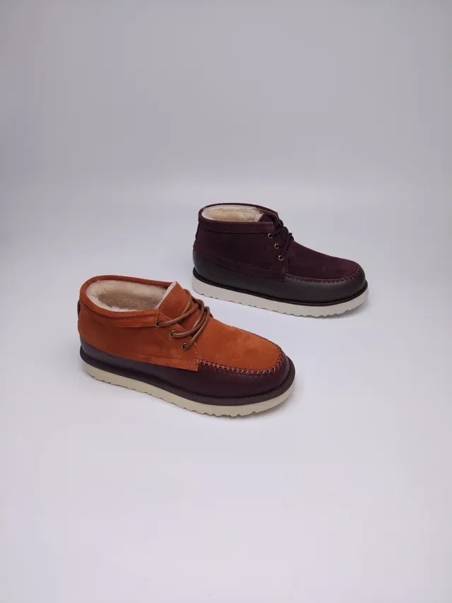 UGG Burgundy Brown Suede Upper Shearling-Lined Ankle Boots 2