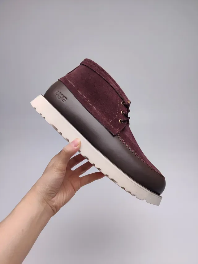 UGG Burgundy Brown Suede Upper Shearling-Lined Ankle Boots 13