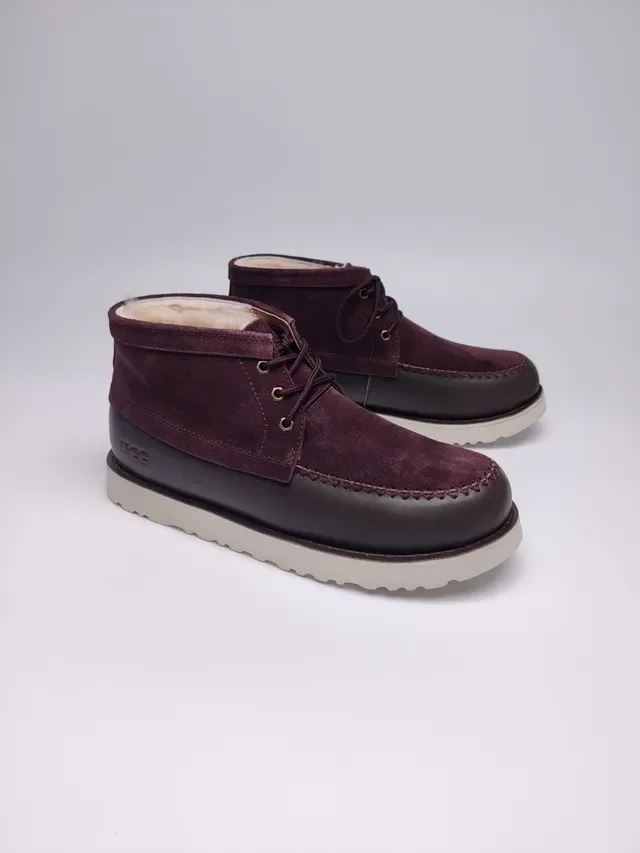 UGG Burgundy Brown Suede Upper Shearling-Lined Ankle Boots 15