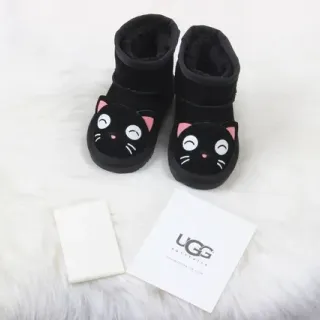 UGG Cat-Face Appliqué Black Snow Boots