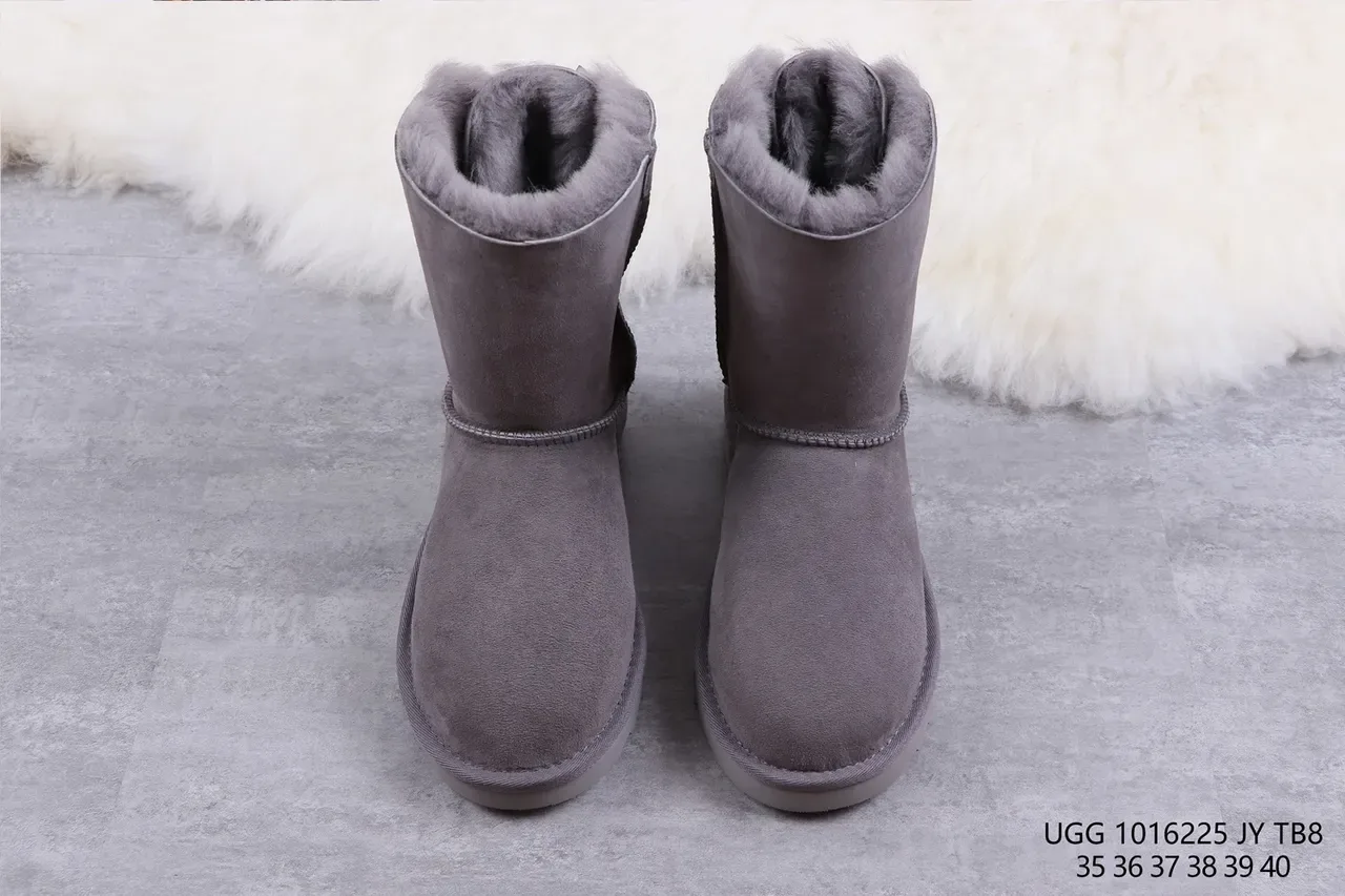 UGG经典迷你蝴蝶结炭灰色雪靴 9