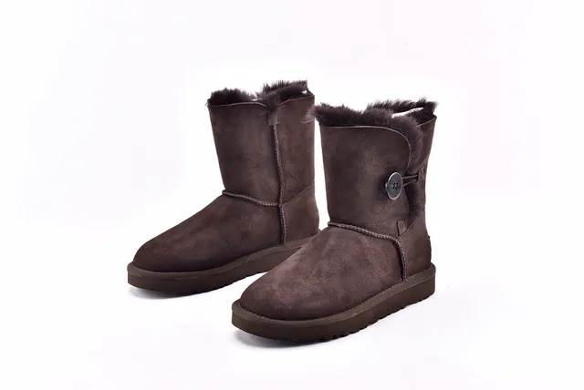 UGG Classic Mini Brown Suede Shearling-Lined Snow Boots 2