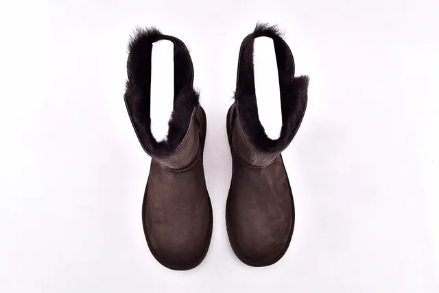 UGG Classic Mini Brown Suede Shearling-Lined Snow Boots 3