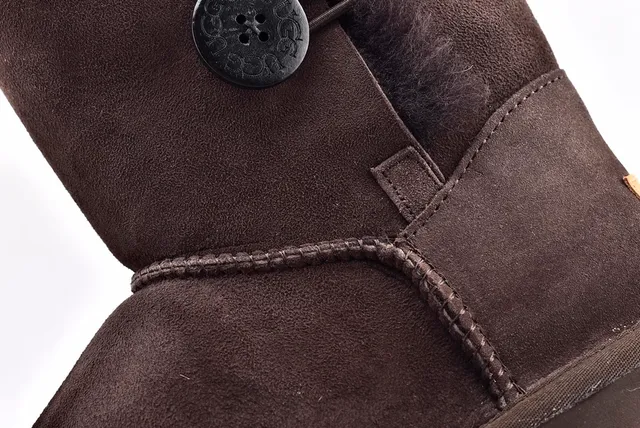 UGG Classic Mini Brown Suede Shearling-Lined Snow Boots 4
